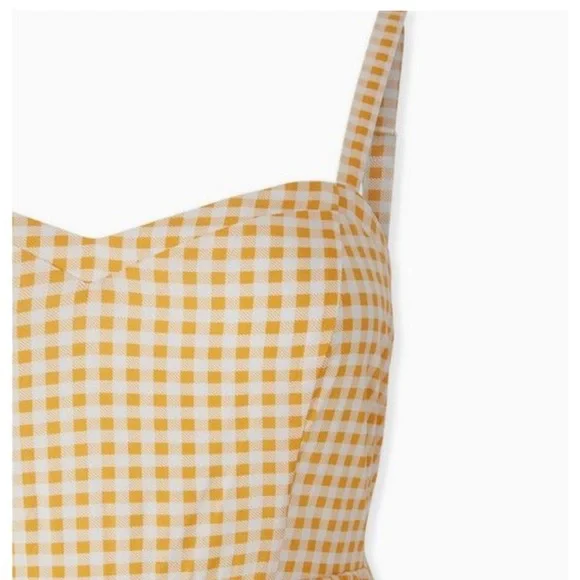 Torrid Midi Challis Skater Yellow Plaid Dress 0/L US 12 - Picture 5 of 16
